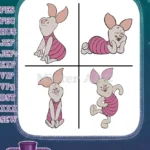 Winnie The Pooh - Piglet Simple And Adorable Poses - Sitting Lying Standing And Happy Running - Hundred Acre Wood Figure - Filled Embroidery Design - Instant Download