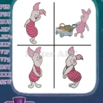 Winnie The Pooh - Piglet'S Gentle Demeanor And Actions - Standing With C Shy And Profile Views - Hundred Acre Wood - Filled Embroidery Design - Instant Download