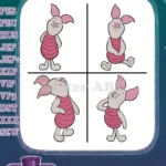 Winnie The Pooh - Piglet Thoughtful And Cute Stances - Contemplative And Sweet Standing Poses - Hundred Acre Wood Charm - Filled Embroidery Design - Instant Download
