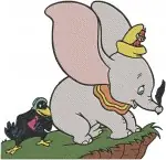 Dumbo Flying Elephant With Timothy Mouse Baby Dumbo And Mother Mrs Jumbo - Filled Embroidery Design - 2769