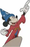 Fantasia Sorcerers Apprentice Mickey Mouse With Magic Hat And Broom Poses - Filled Embroidery Design - 2777