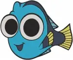 Finding Dory - Dory The Blue Tang Fish - Close Up And Full Body With Friends Nemo And Marlin - Filled Embroidery Design - 2806