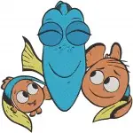 Finding Dory - Dory The Forgetful Fish - Nemo And Marlin Clownfish - Reunion Poses - Filled Embroidery Design - 2821