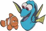 Finding Dory - Dory The Forgetful Fish - Nemo And Marlin Clownfish - Reunion Poses - Filled Embroidery Design - 2822