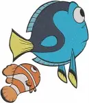 Finding Dory - Dory The Forgetful Fish - Nemo And Marlin Clownfish - Reunion Poses - Filled Embroidery Design - 2823