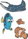 Finding Dory - Hank And Dory In Coffee Pot - Bailey - Destiny - Mr. Ray - Group Escape - Filled Embroidery Design - 2846