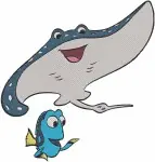 Finding Dory - Hank And Dory In Coffee Pot - Bailey - Destiny - Mr. Ray - Group Escape - Filled Embroidery Design - 2848