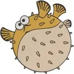 Finding Nemo And Dory - Anchor The Hammerhead - Bloat And Gurgle Pufferfish - Tank Gang Members - Filled Embroidery Design - 2855