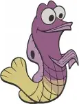 Finding Dory - Unnamed Purple Fish Mermaid Style - Shrimp Cleaner Jacques - Nemo Clownfish - Filled Embroidery Design - 2891
