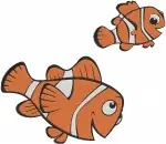 Disney Pixar Finding Nemo Clownfish Baby Nemo Happy Swimming Poses Cute Fish Bundle - Filled Embroidery Design - 2902