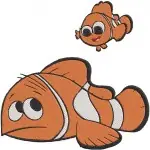 Disney Pixar Finding Nemo Clownfish Baby Nemo Happy Swimming Poses Cute Fish Bundle - Filled Embroidery Design - 2903