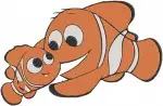 Disney Pixar Finding Nemo Clownfish Baby Nemo Happy Swimming Poses Cute Fish Bundle - Filled Embroidery Design - 2904
