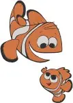 Disney Pixar Finding Nemo Clownfish In Bag Smiling Sad Expressions Little Fish Set - Filled Embroidery Design - 2907