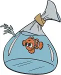 Disney Pixar Finding Nemo Clownfish In Bag Smiling Sad Expressions Little Fish Set - Filled Embroidery Design - 2908