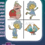 Fifi And The Flowertots - Slugsy The Slug - Violet The Flower Tot - Pip Gooseberry And Butterfly - Filled Embroidery Design - Instant Download