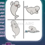 Finding Dory - Bailey The Beluga Whale - Multiple Poses And Ice Floe Scene - Ocean Mammal - Filled Embroidery Design - Instant Download