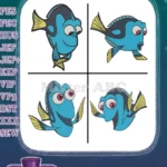 Finding Dory - Dory The Blue Tang Fish - Happy And Curious Poses Collection - Disney Pixar - Filled Embroidery Design - Instant Download