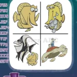 Finding Nemo And Dory - Bubbles And Peach - Gill - Crush And Squirt Turtle Ride - Ocean Characters - Filled Embroidery Design - Instant Download