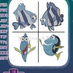 Finding Nemo And Dory - Dory - Gill - Bloat - Bubbles - Tank Gang Fish Friends Collection - Filled Embroidery Design - Instant Download