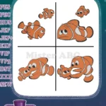 Disney Pixar Finding Nemo Clownfish Baby Nemo Happy Swimming Poses Cute Fish Bundle - Filled Embroidery Design - Instant Download