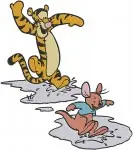 Winnie The Pooh - Tigger Roo Piglet - Autumn Leaves Skating And Log Fun Adventures - Hundred Acre Wood Scene - Filled Embroidery Design - 5454