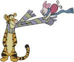Winnie The Pooh - Tigger Eeyore Roo Piglet - Winter Fun With Scarf Sledding And Snowball Fight - Hundred Acre Wood - Filled Embroidery Design - 5457