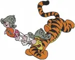Winnie The Pooh - Tigger And Piglet Best Friends - Hugging Bouncing And Happy Cheerful Poses - Hundred Acre Wood Duo - Filled Embroidery Design - 5462