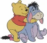 Disney Winnie Pooh And Eeyore Best Friends Hugging Comforting Honey Pot Collection - Filled Embroidery Design - 5483