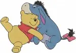 Disney Winnie Pooh And Eeyore Best Friends Hugging Comforting Honey Pot Collection - Filled Embroidery Design - 5484