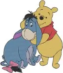 Disney Winnie Pooh And Eeyore Close Up Affectionate Hugs Friendship Moments - Filled Embroidery Design - 5485