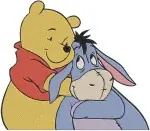 Disney Winnie Pooh And Eeyore Close Up Affectionate Hugs Friendship Moments - Filled Embroidery Design - 5486