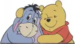 Disney Winnie Pooh And Eeyore Close Up Affectionate Hugs Friendship Moments - Filled Embroidery Design - 5487