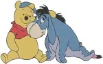 Disney Winnie Pooh And Eeyore Close Up Affectionate Hugs Friendship Moments - Filled Embroidery Design - 5488