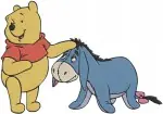 Disney Winnie Pooh And Eeyore Standing Together Riding On Back Friends - Filled Embroidery Design - 5489