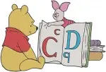 Disney Winnie Pooh And Piglet With Abc Blocks Apples Basket Learning Sharing Designs - Filled Embroidery Design - 5493
