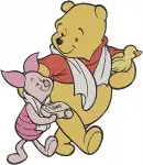 Disney Winnie Pooh And Piglet Holding Hands Flower Dancing Friendship Bundle - Filled Embroidery Design - 5501