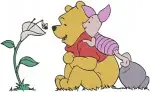 Disney Winnie Pooh And Piglet Holding Hands Flower Dancing Friendship Bundle - Filled Embroidery Design - 5503