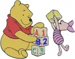 Disney Winnie Pooh Piglet Abc Blocks Egyptian Costume Honey Pot Sign Set - Filled Embroidery Design - 5505