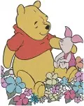 Disney Winnie Pooh Piglet Fishing In Winter Easter Eggs Springtime Fun - Filled Embroidery Design - 5519
