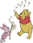 Disney Winnie Pooh Piglet In Flower Field Holding Bouquet Singing Happy Designs - Filled Embroidery Design - 5523