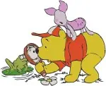 Disney Winnie Pooh Piglet Pouring Honey Sharing Grapes Kindness Friends - Filled Embroidery Design - 5525