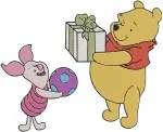 Disney Winnie Pooh Piglet Pouring Honey Sharing Grapes Kindness Friends - Filled Embroidery Design - 5527