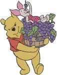 Disney Winnie Pooh Piglet Pouring Honey Sharing Grapes Kindness Friends - Filled Embroidery Design - 5528