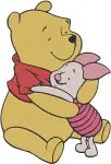 Disney Winnie Pooh And Piglet Hugging Various Affectionate Poses Best Friends Set - Filled Embroidery Design - 5535