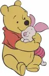 Disney Winnie Pooh And Piglet Hugging Various Affectionate Poses Best Friends Set - Filled Embroidery Design - 5536