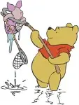 Disney Winnie Pooh Piglet Flying Kite Sleeping On Pillow Fishing Relaxing Collection - Filled Embroidery Design - 5540