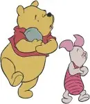 Disney Winnie Pooh And Piglet Various Interactions Walking Talking Farmer Hat - Filled Embroidery Design - 5555