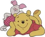 Disney Winnie Pooh Piglet Lying Down Together Relaxing Best Friends Set - Filled Embroidery Design - 5562