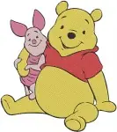 Disney Winnie Pooh Piglet Lying Down Together Relaxing Best Friends Set - Filled Embroidery Design - 5563