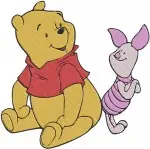 Disney Winnie Pooh Piglet Lying Down Together Relaxing Best Friends Set - Filled Embroidery Design - 5564